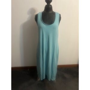 Halston H Studio Marine Blue cutout razor back Hi/Lo Maxi dress, size L